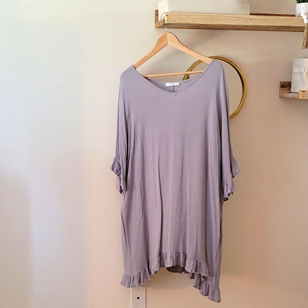 New Boutique Gray linen look Tunic/Swim Cover